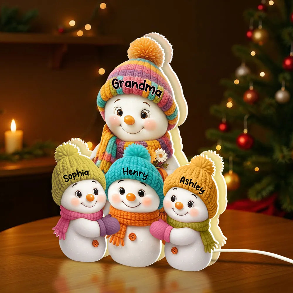 Personalized Snowman Family Acrylic Light Box