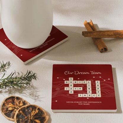 Personalized Team Crossword Ceramic Coaster