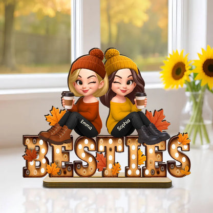 Personalized Autumn Sisters Wooden Plaque