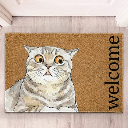 Personalized Hello Watercolor Dog Portrait Doormat