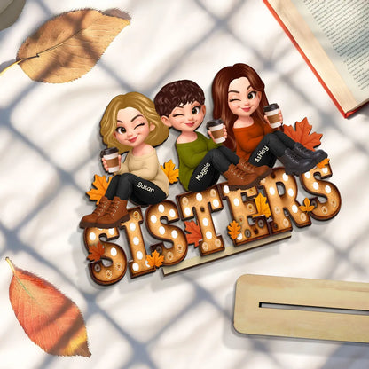 Personalized Autumn Sisters Wooden Plaque