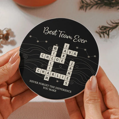 Personalized Team Crossword Ceramic Coaster