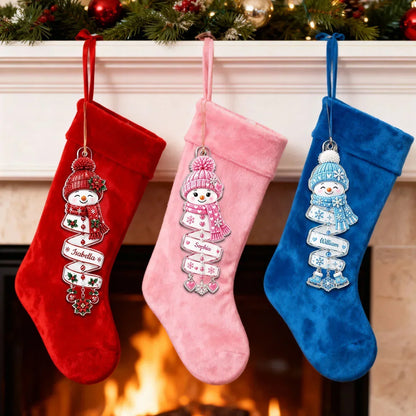 Personalized Acrylic Ornament, Colorful Spiral Snowman on a Christmas Tree, Unique Gift for Kids and Family