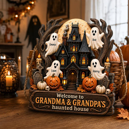 Personalized Grandma's Haunted House Wooden Sign