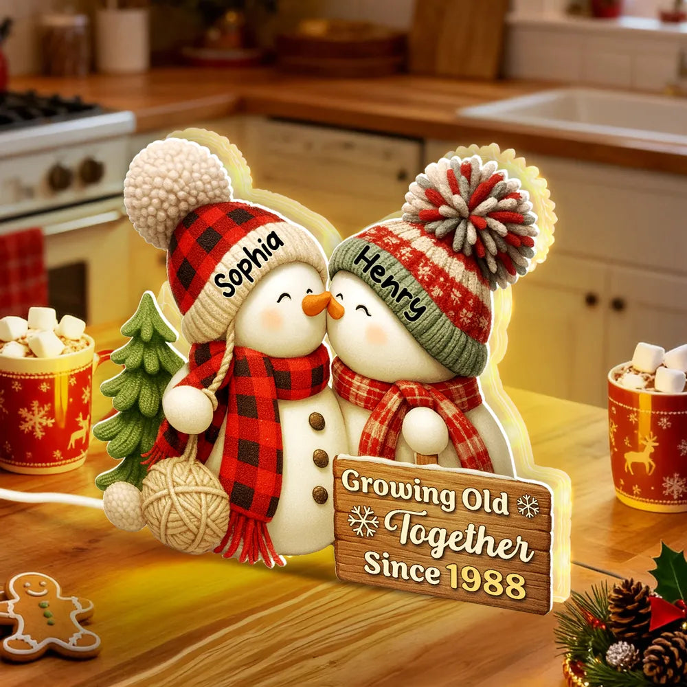 Custom Snowman Couple Light Box