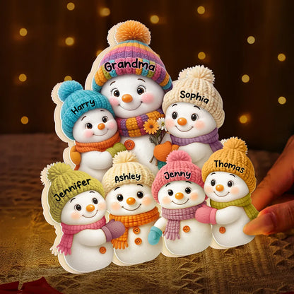 Personalized Snowman Family Acrylic Light Box