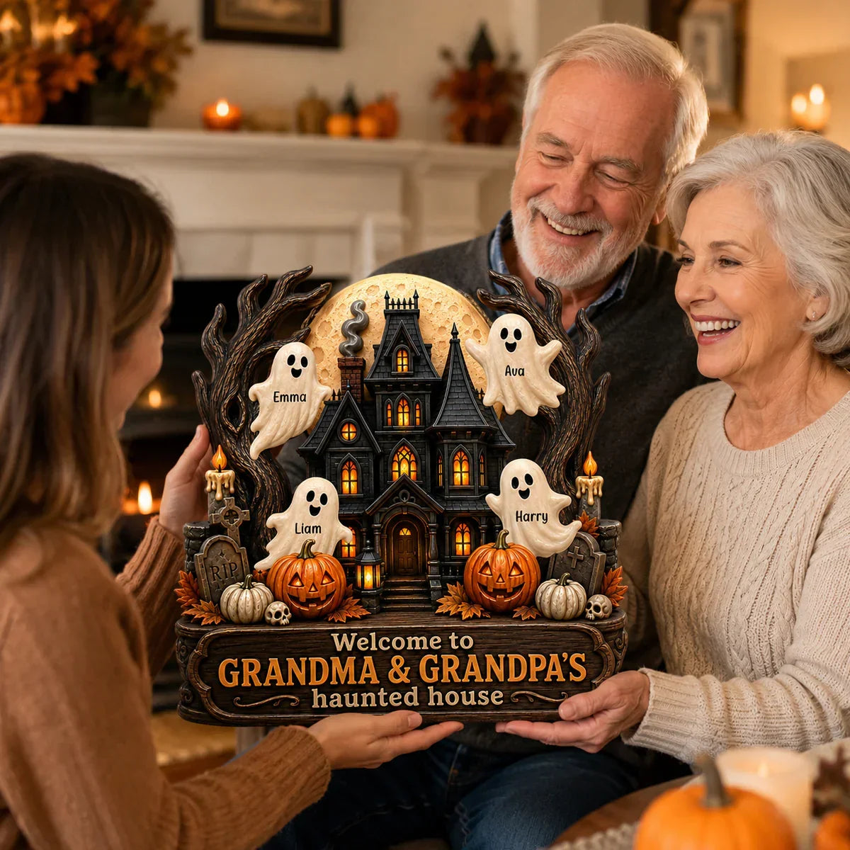 Personalized Grandma's Haunted House Wooden Sign