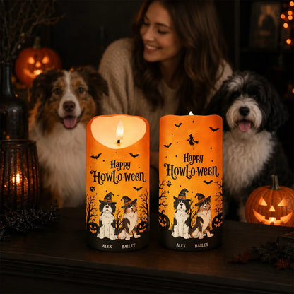 Personalized Happy Howl-O-Ween Dog LED Candle