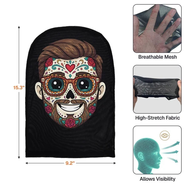Custom Floral Sugar Skull Balaclava Hat