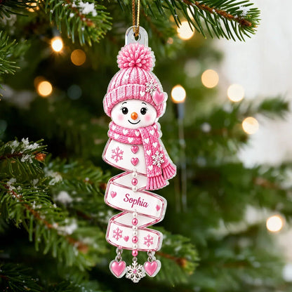 Personalized Acrylic Ornament, Colorful Spiral Snowman on a Christmas Tree, Unique Gift for Kids and Family