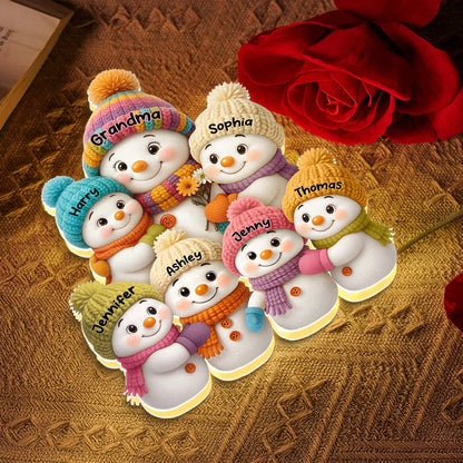 Personalized Snowman Family Acrylic Light Box