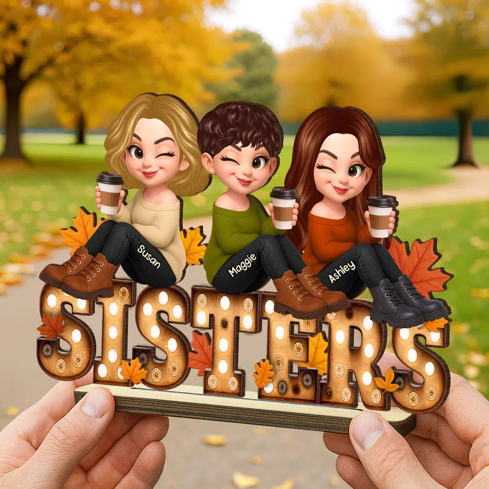Personalized Autumn Sisters Wooden Plaque