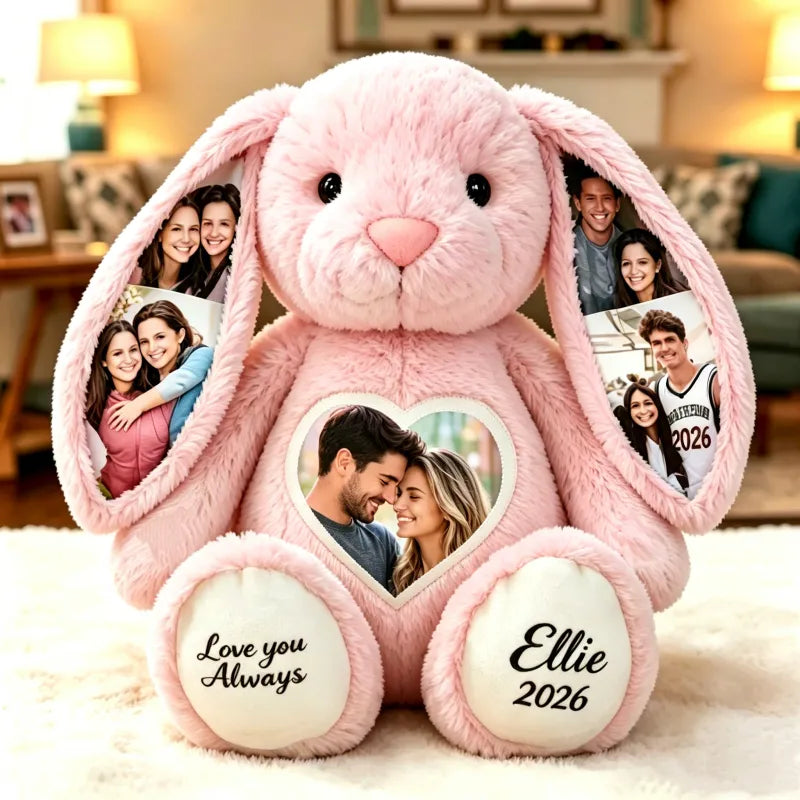 Personalized Love You Always Photo Collage Plush Bunny