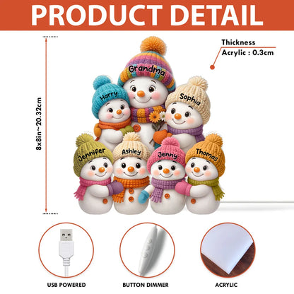 Personalized Snowman Family Acrylic Light Box