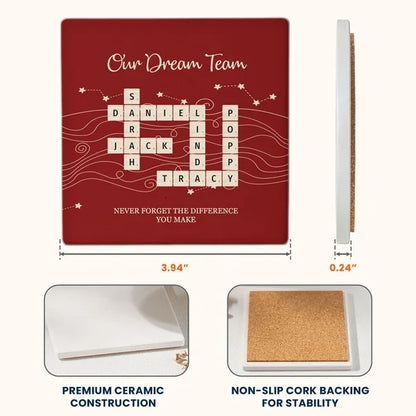 Personalized Team Crossword Ceramic Coaster