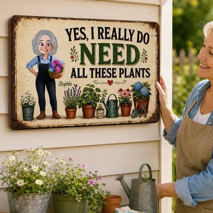 Personalized Gardening Girl Plant Lover Iron Sign
