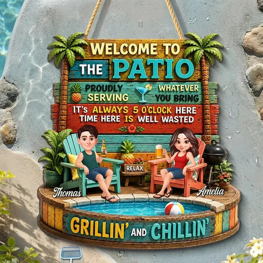 Personalized Grillin And Chillin Patio Wooden Sign