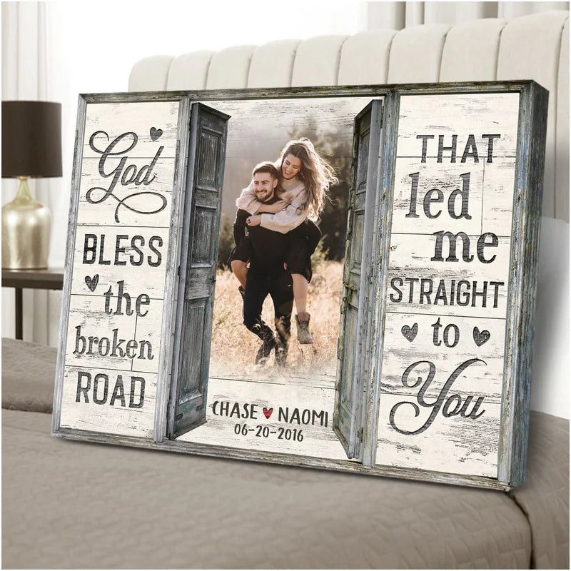 Personalized God Bless The Broken Road Canvas