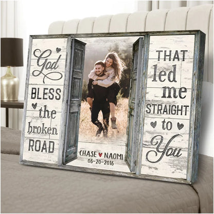 Personalized God Bless The Broken Road Canvas