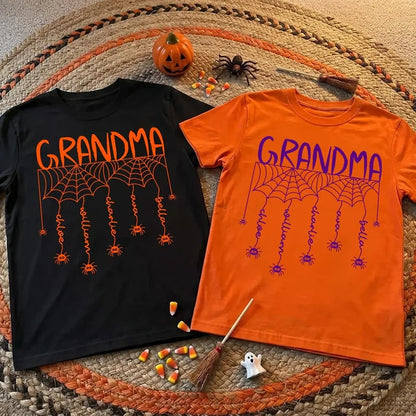 Personalized Grandma Spider Web Halloween T-Shirt