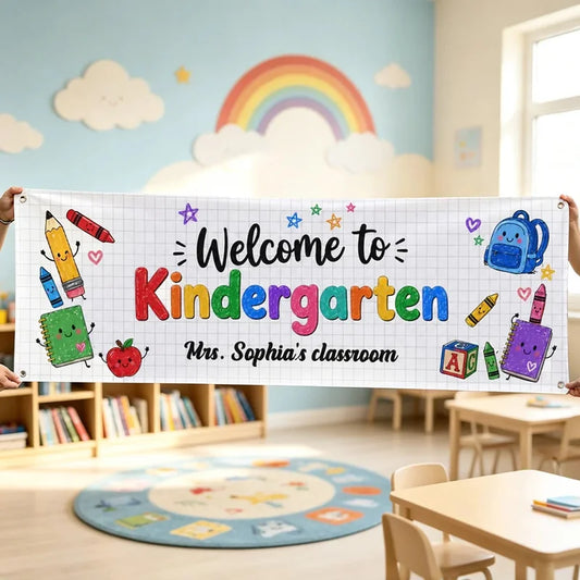 Personalized Welcome To Kindergarten Vinyl Banner