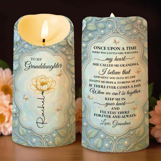 Personalized Granddaughter Birth Flower LED Candle