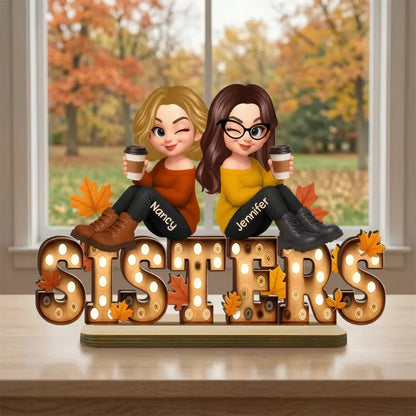 Personalized Autumn Sisters Wooden Plaque