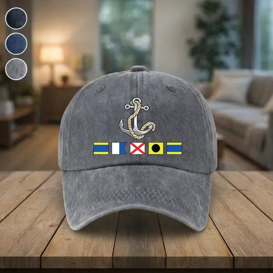 Personalized Nautical Flag Anchor Denim Cap