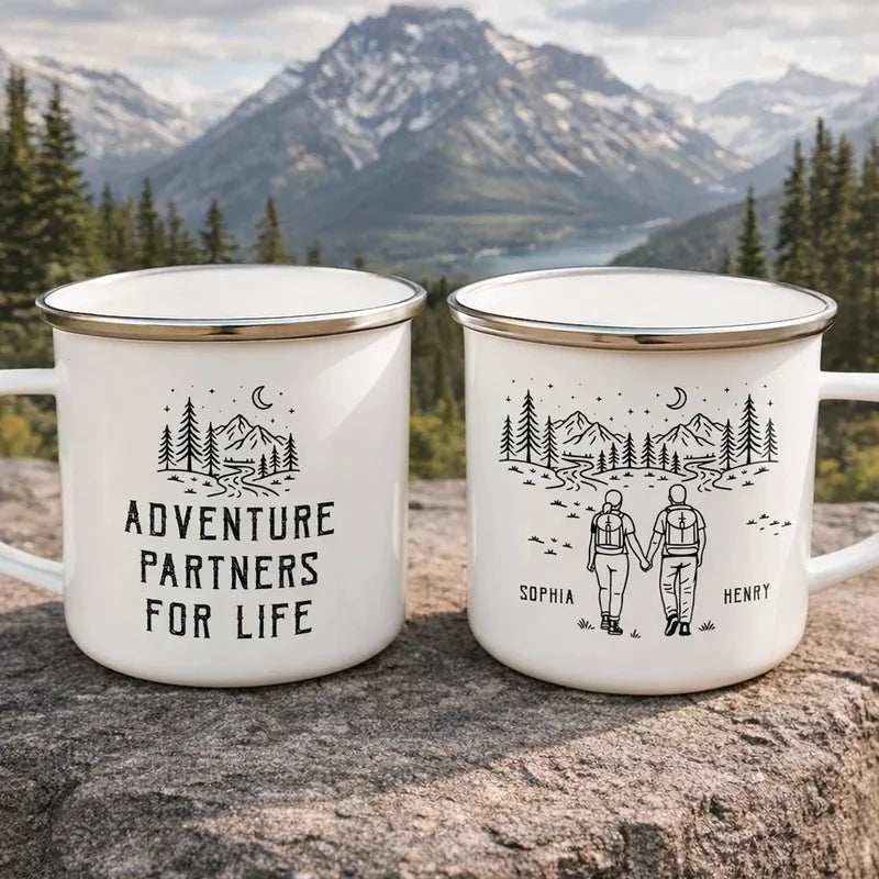 Personalized Adventure Partners Mountain Enamel Mug