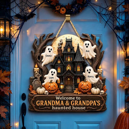 Personalized Grandma's Haunted House Wooden Sign