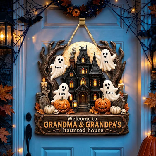 Personalized Grandma's Haunted House Wooden Sign