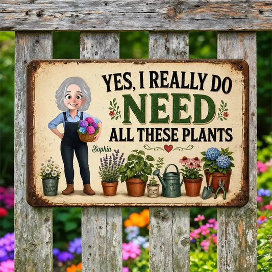 Personalized Gardening Girl Plant Lover Iron Sign