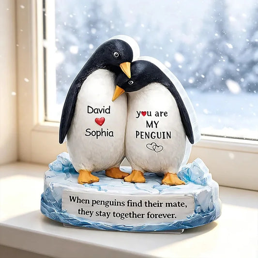 Personalized You Are My Penguin Couple Plaque