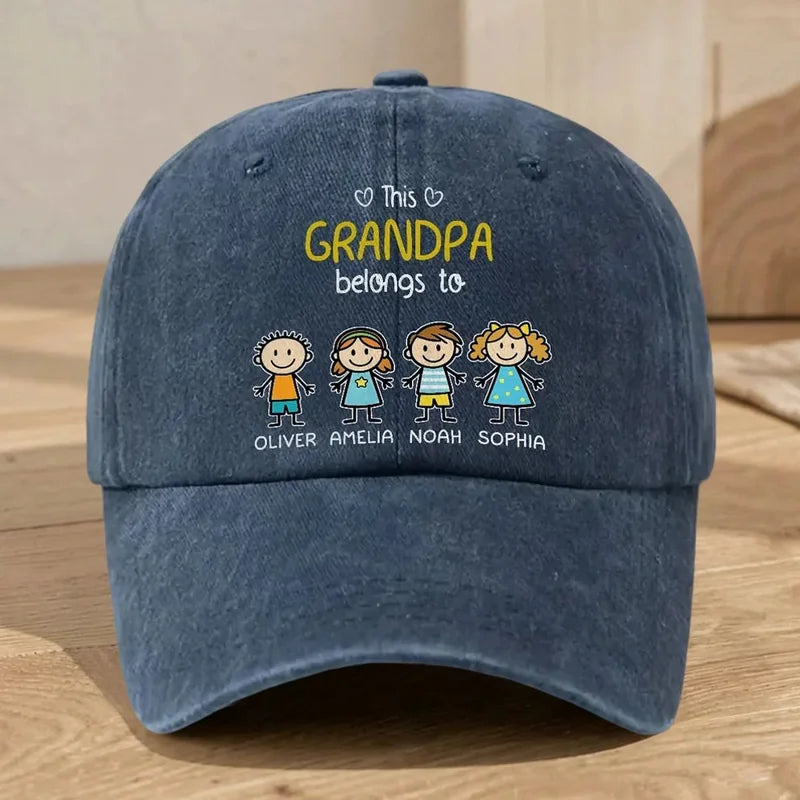 Personalized This Grandpa Belongs To Family Cap