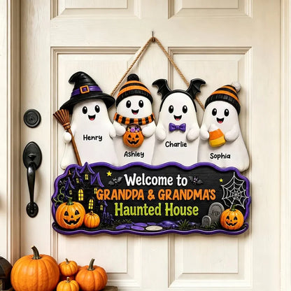 Personalized Standing Boo Kids Halloween Wooden Sign