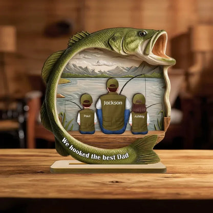 Personalized Best Catch Ever Dad Fishing Wooden Plaque