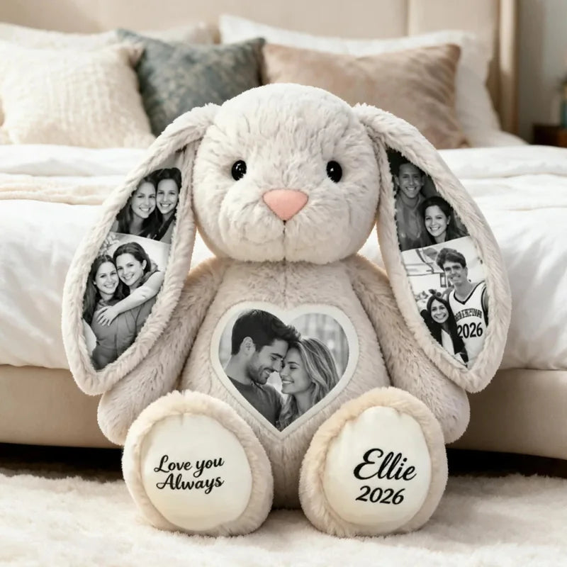 Personalized Love You Always Photo Collage Plush Bunny
