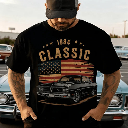 Personalized Patriotic Retro Car Classic T-Shirt