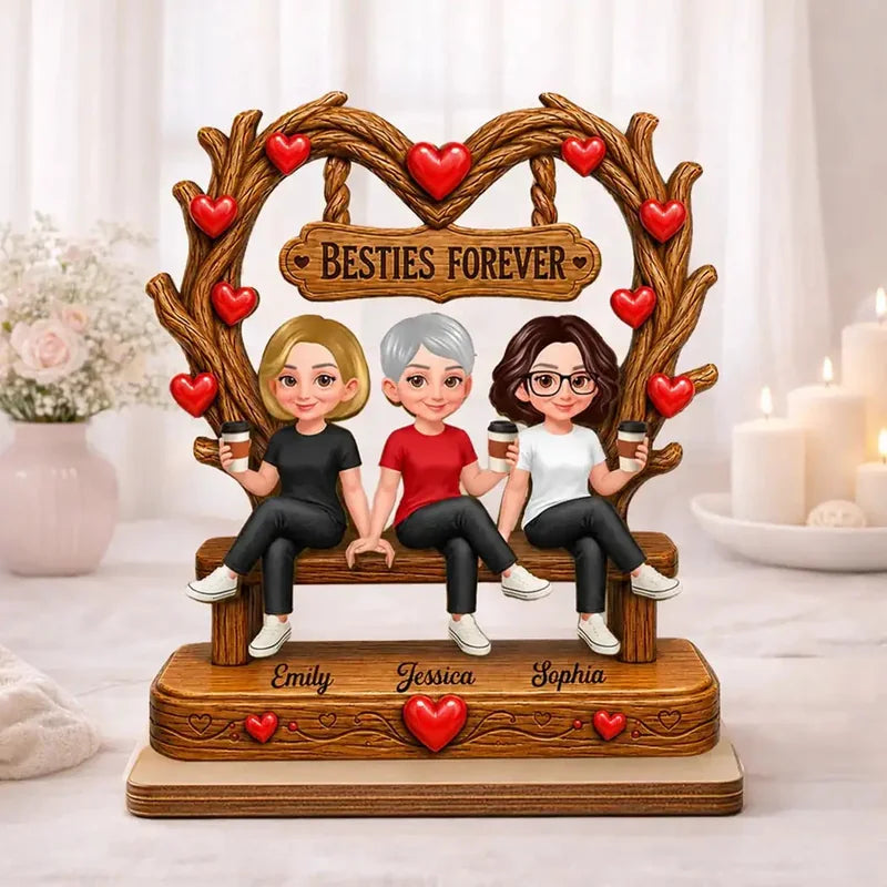 Personalized Besties Forever Heart Canopy Wooden Plaque