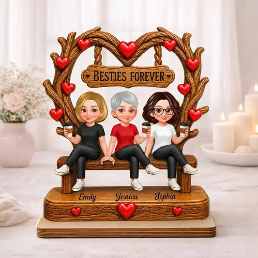 Personalized Besties Forever Heart Canopy Wooden Plaque