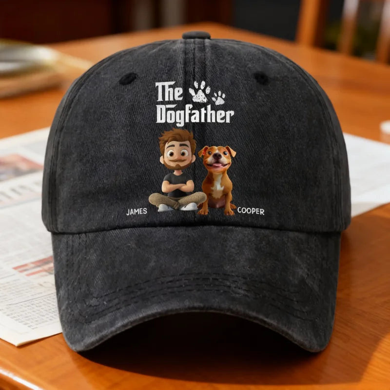 Personalized The Dogfather Dog Dad Denim Cap