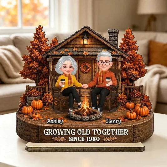 Personalized Growing Old Together Fall Cabin Plaque