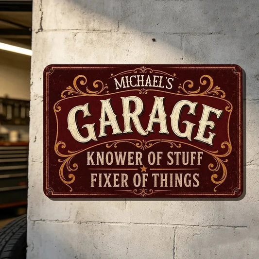 Personalized Knower Of Stuff Vintage Garage Iron Sign