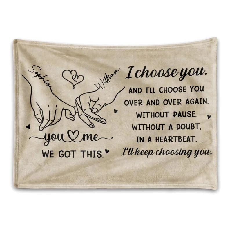 Personalized I Choose You Holding Hands Blanket