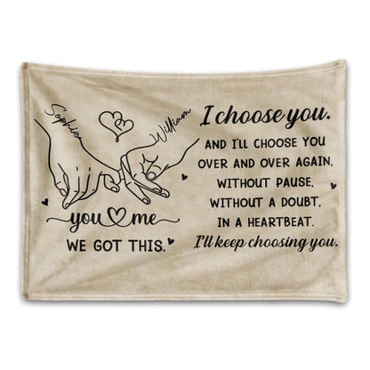 Personalized I Choose You Holding Hands Blanket