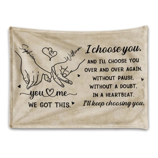 Personalized I Choose You Holding Hands Blanket