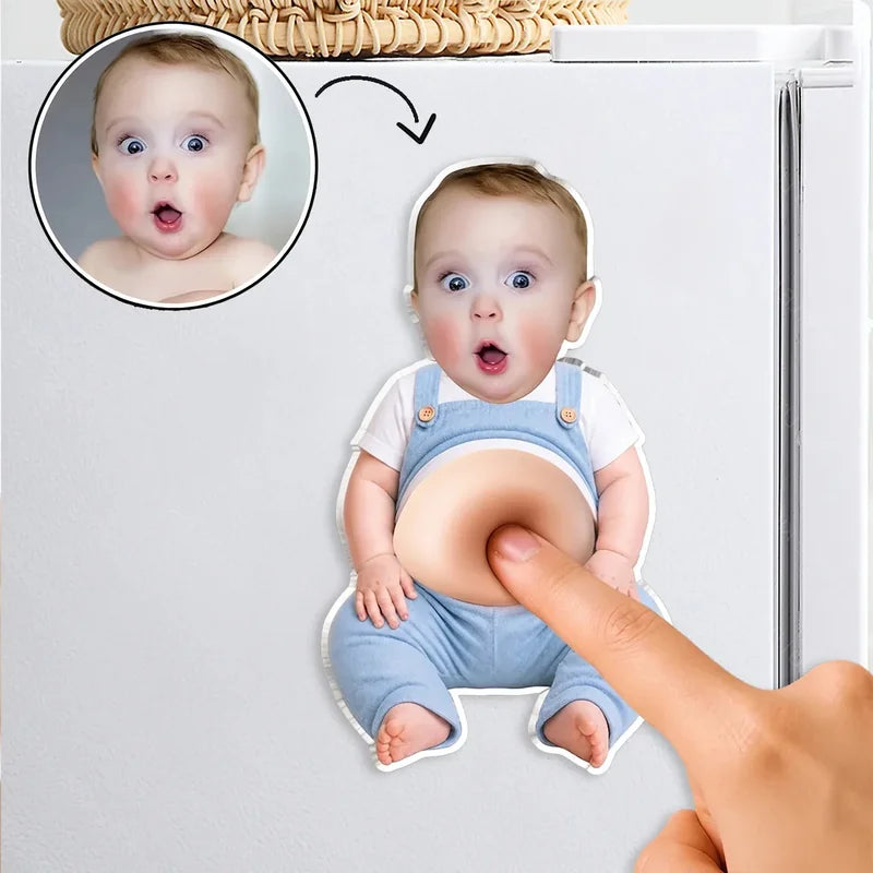 Silicone Belly Acrylic Magnet with Custom Baby Photo, Pressable Fridge Decor, Unique Creative Gift for Family