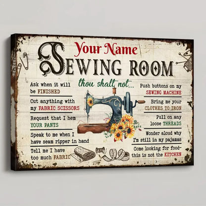 Personalized Sewing Room Rules Poster / Canvas - Custom Wall Art Decor
