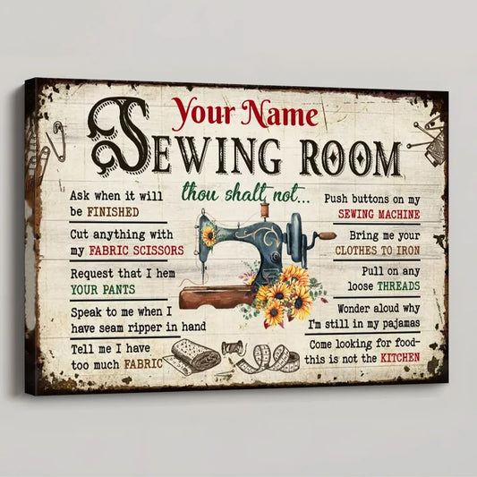 Personalized Sewing Room Rules Poster / Canvas - Custom Wall Art Decor