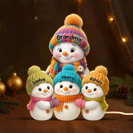 Personalized Snowman Family Acrylic Light Box